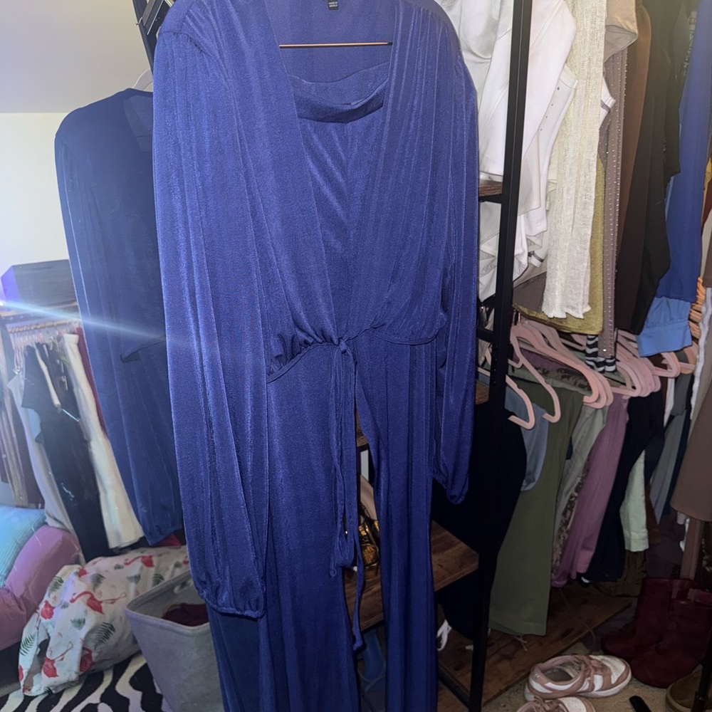 Elegant Blue Long-Sleeve set